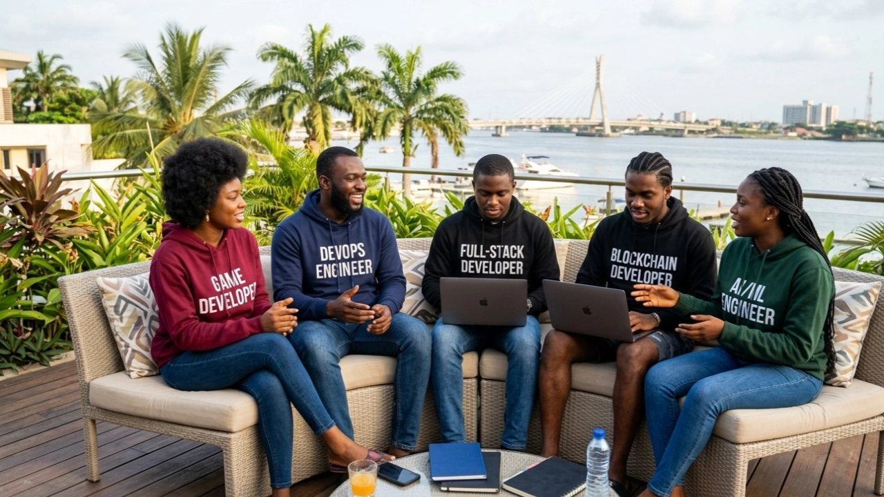 A group of different Types Of Software Developers gathered together in Lekki, Lagos Nigeria. Fortran House