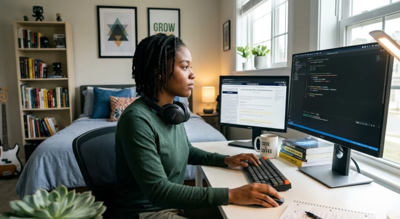 Black African Lady Learning Software developer meaning and it's types