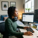 Black African Lady Learning Software developer meaning and it's types