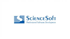 ScienceSoft custom software company logo - on Fortran House
